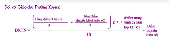 Tính điểm tốt nghiệp THPT 2022 theo giáo dục thường xuyên