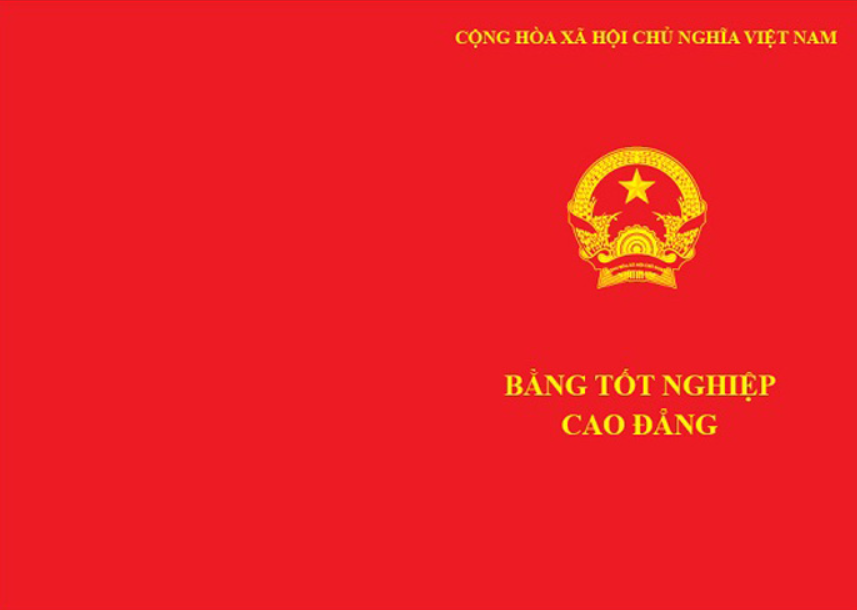 Mặt Trước bằng tốt nghiệp cao đẳng | kích thước bằng cao đẳng 19 cm x 13,5 cm